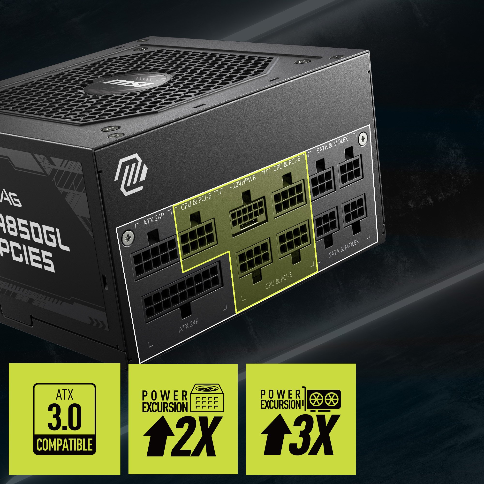 MSI - MAG A850GL PCIE 5.0, 80 GOLD Fully Modular Gaming PSU